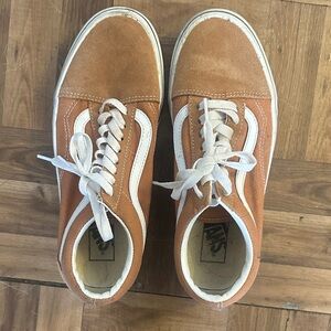 Vans Women's Tan and White Sneakers